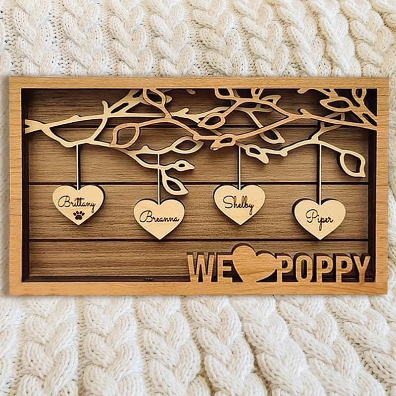 Personalized Family Tree Wood Dad Sign With Kids Name For Father's Day