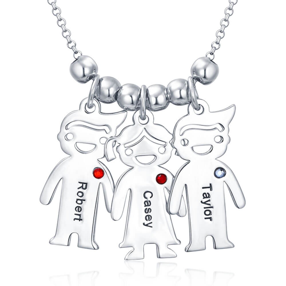 Collier d’enfants gravés 1-10 Pendants facultatifs avec la pierre de naissance