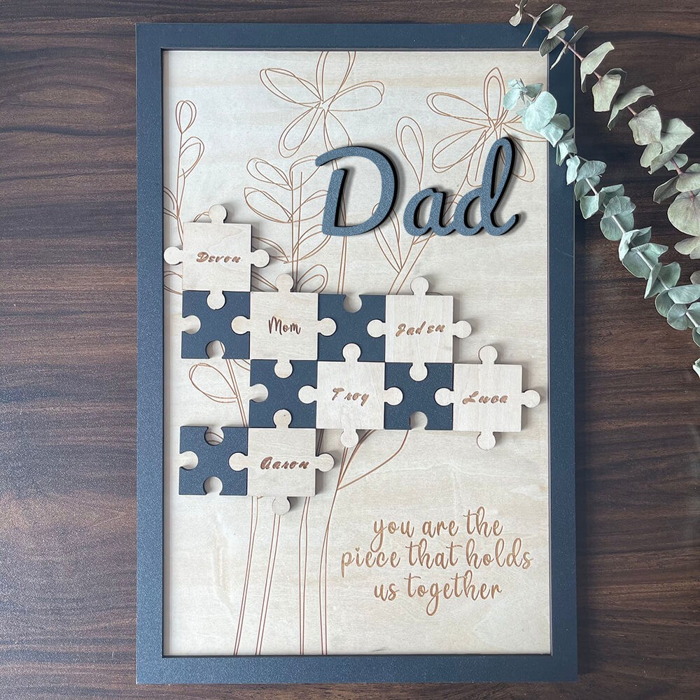 Personalized Dad Puzzle Sign With 1-20 Kids Name For Father's Day