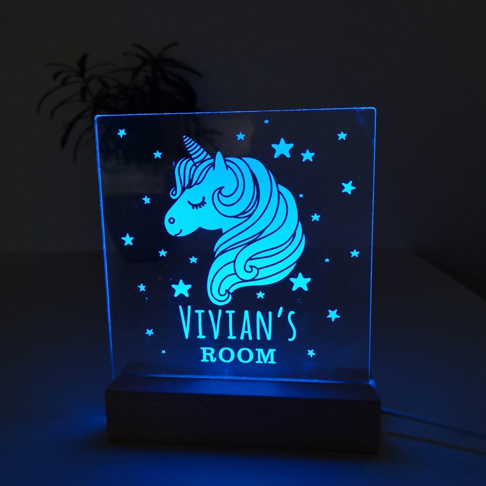 Veilleuse Licorne personnalisée avec nom pour décor de chambre d'enfants Journée des enfants