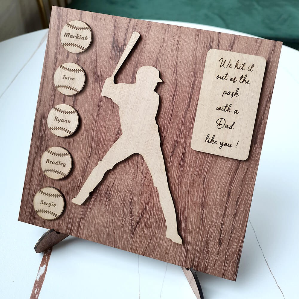 Plaque de baseball personnalisée avec 1 à 8 noms gravés, cadeau de fête des pères