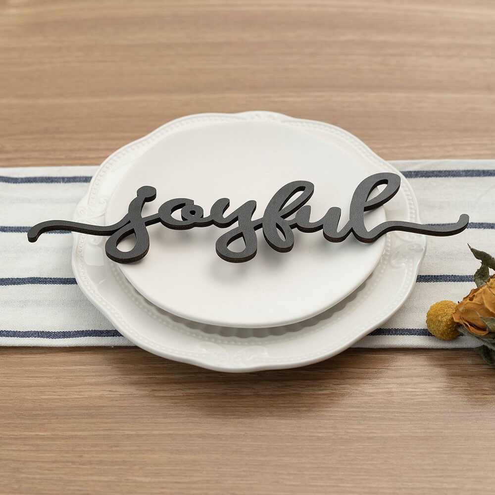 Cartes de place de Thanksgiving pour la décoration de la table à manger signe de mots joyeux
