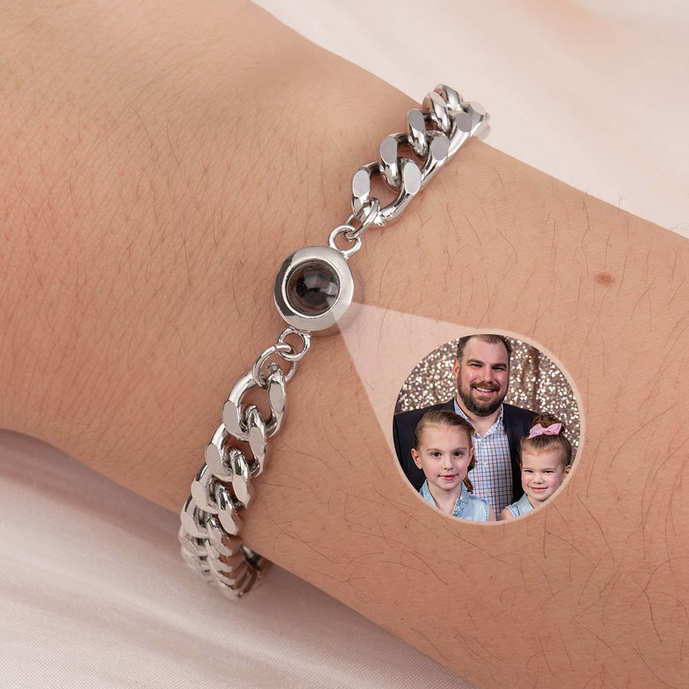 Bracelet de projection de photo personnalisé à partir d'idées cadeaux pour la fête des pères des filles