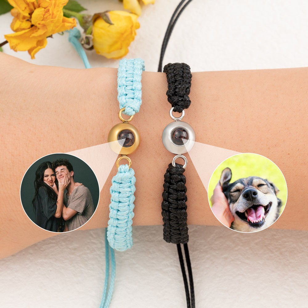Bracelet à breloques personnalisé avec projection de photos pour femme, Saint-Valentin