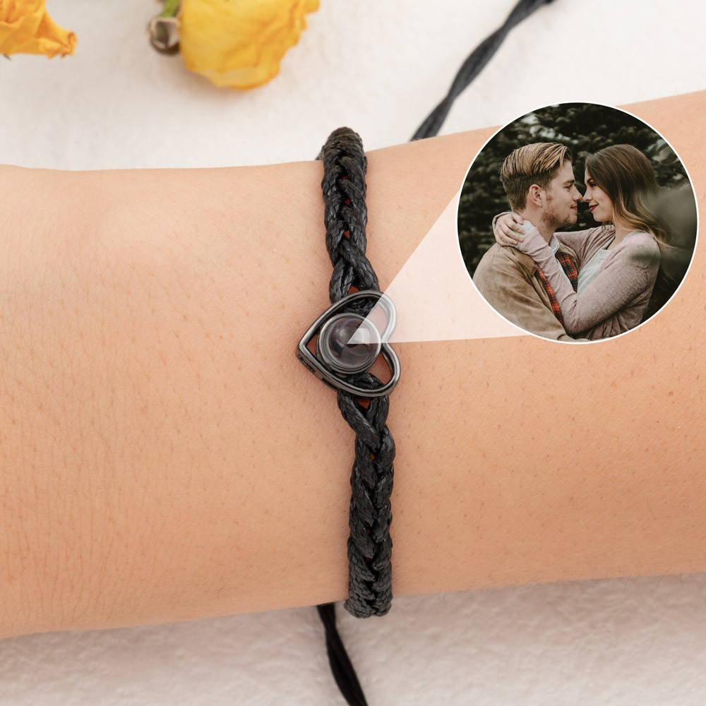 Bracelet personnalisé en forme de cœur avec projection de photos, pour femme, âme sœur, idées cadeaux pour la saint-valentin