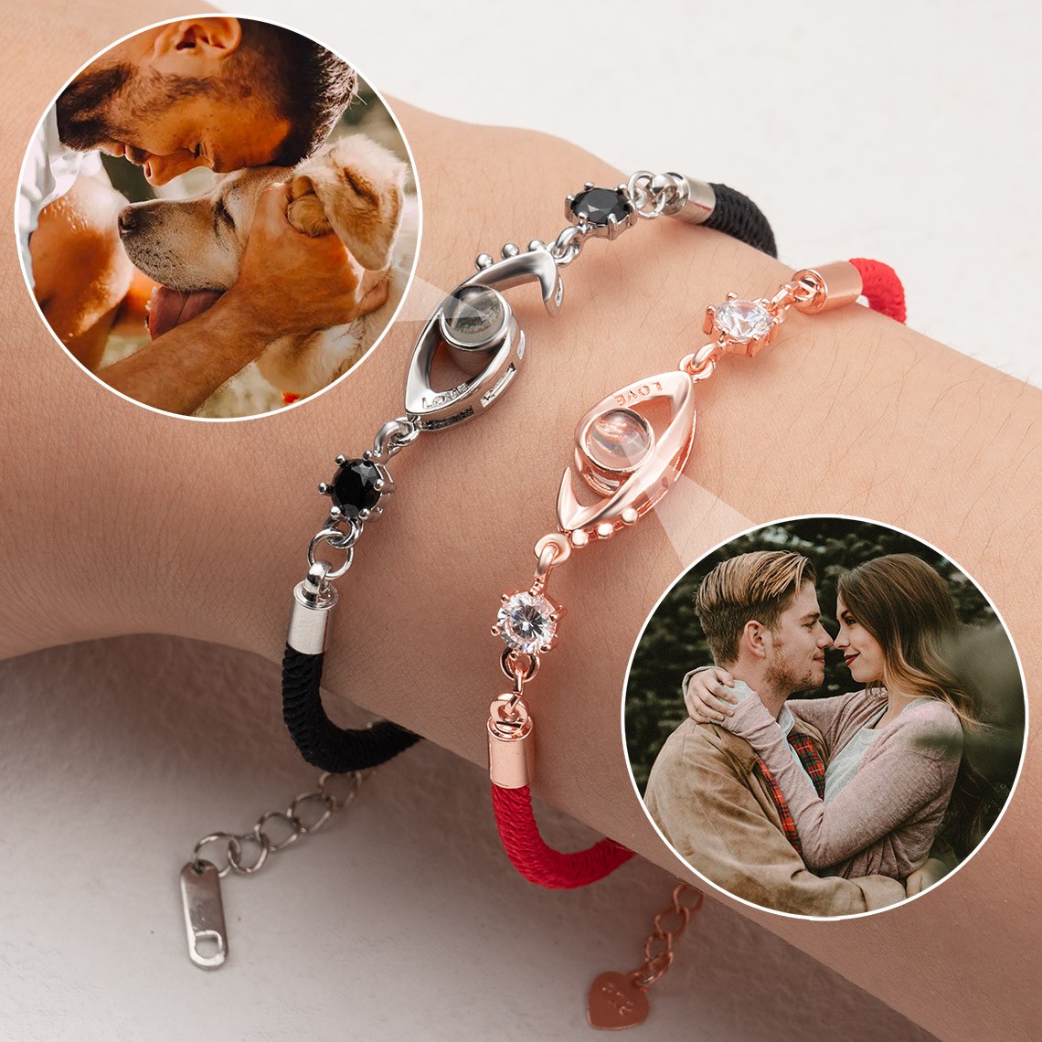 Bracelet à breloques personnalisé avec projection de photos commémoratives, idées cadeaux pour la Saint-Valentin