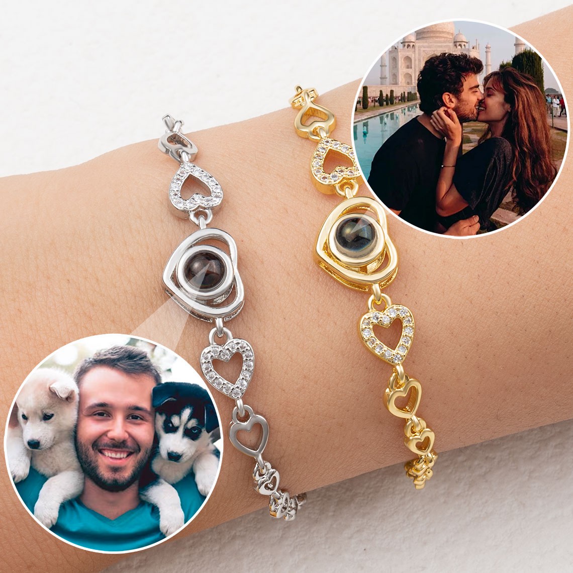 Bracelet à breloques personnalisé en forme de cœur avec projection de photos, idée cadeau pour femme, âme sœur, saint-valentin