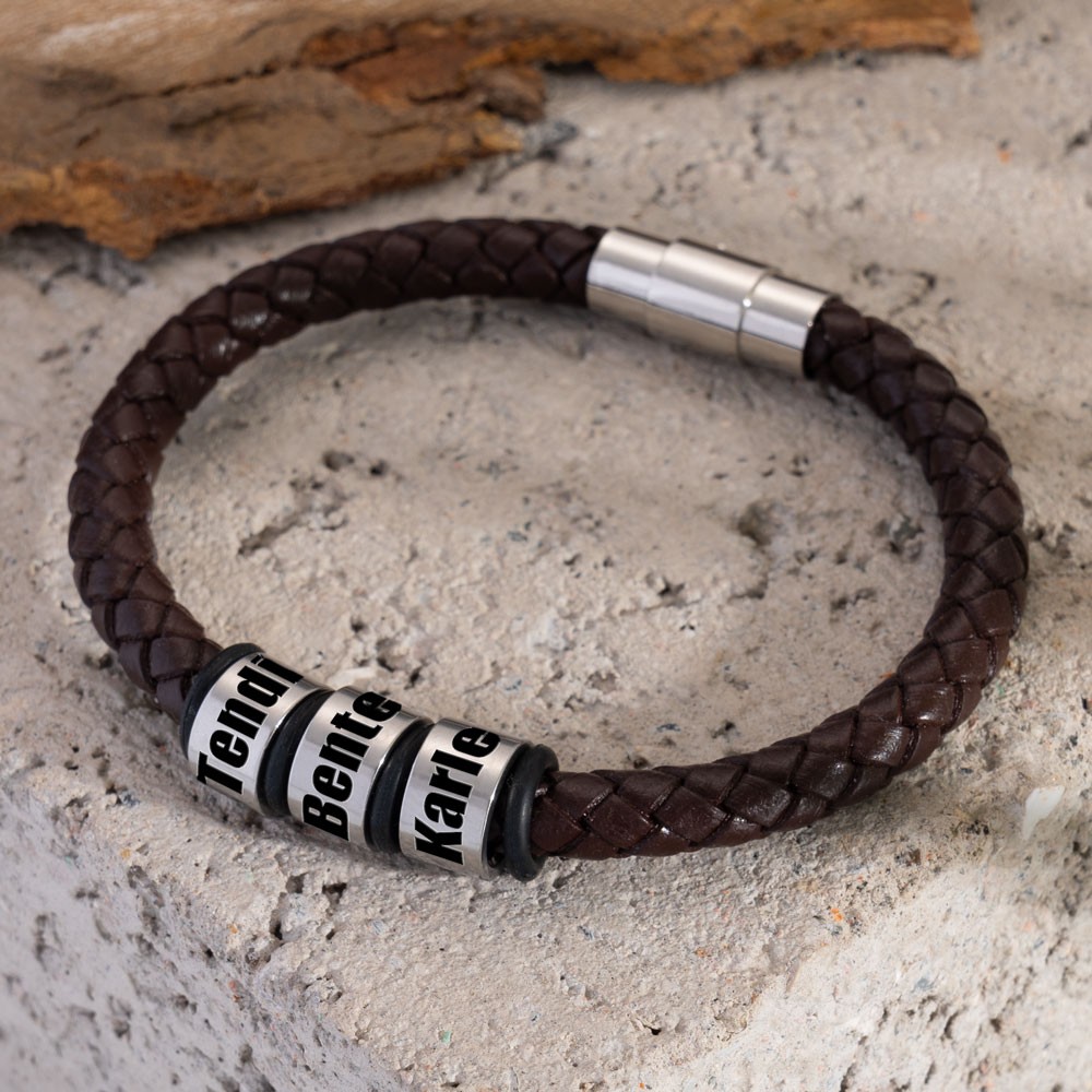 Bracelet gravé pour homme avec nom personnalisé cadeau d'anniversaire de Noël pour papa mari petit ami