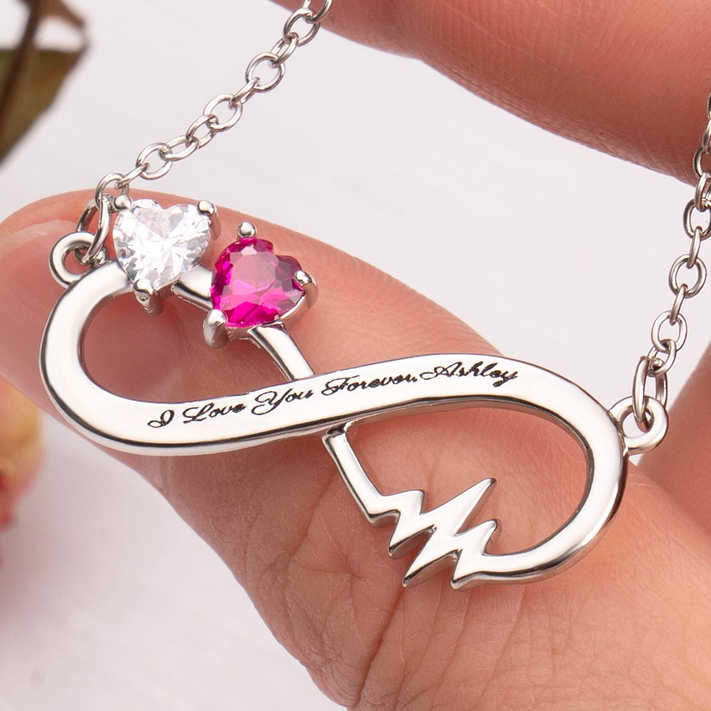 Collier Infini personnalisé avec 2 pierres de naissance