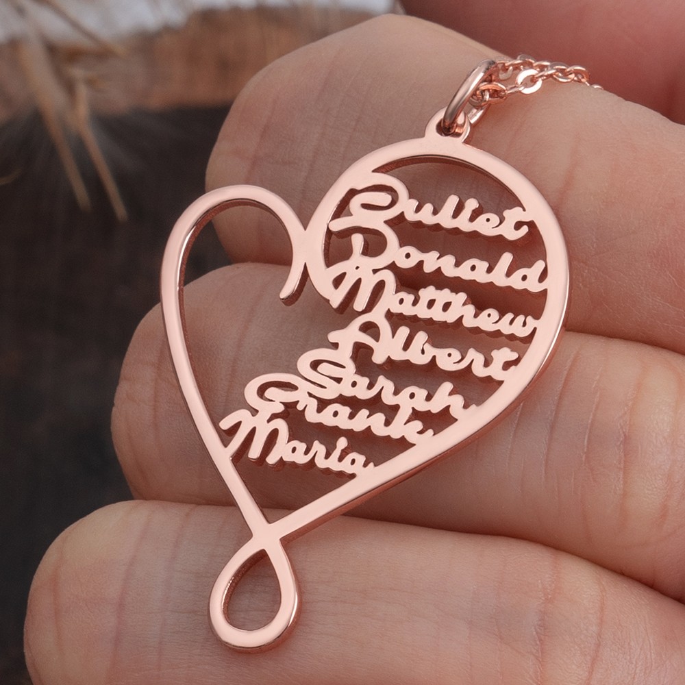 Personnalisé Personnalisé Étreinte L'amour Cœur Nom Collier 1-8 Noms