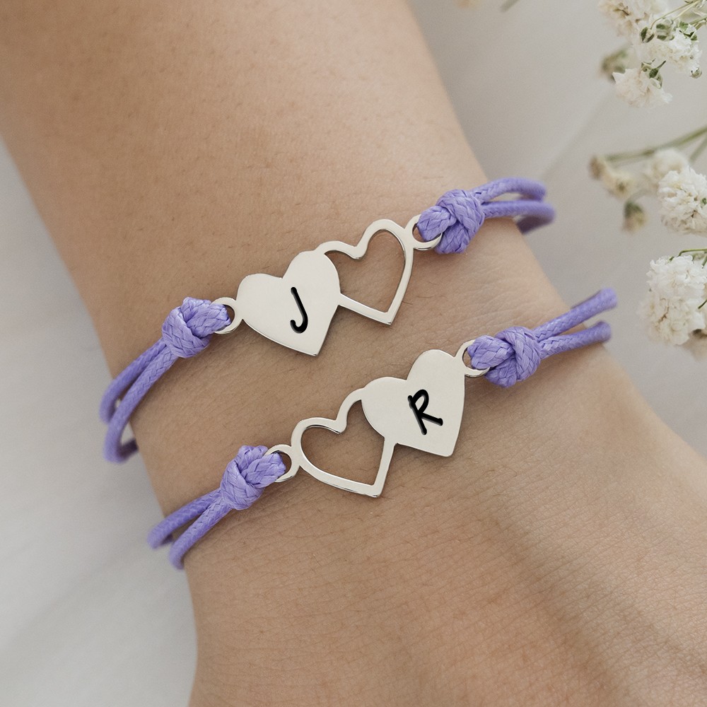 Bracelets d'Amitié Meilleurs Amis Sœurs Personnalisés avec Initiale Pour 2