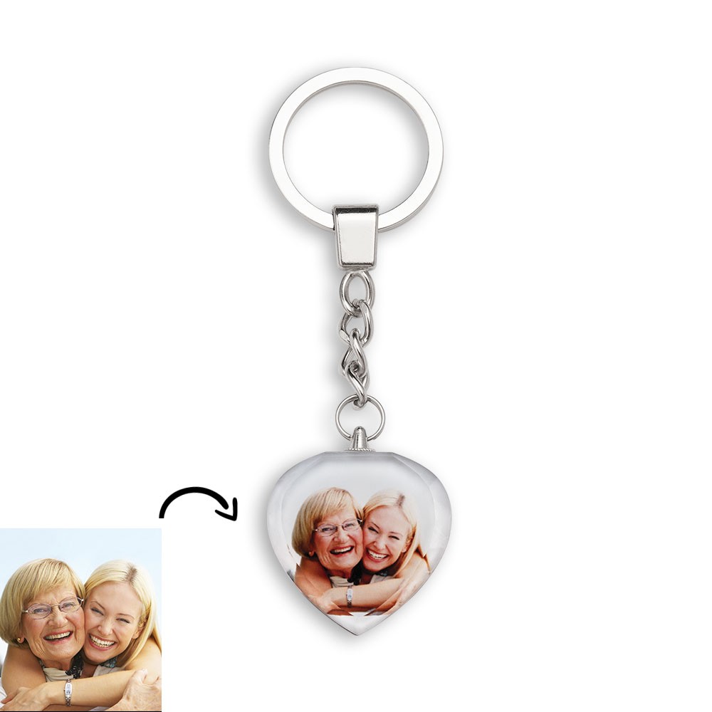 Porte-clés photo en cristal personnalisé Cadeaux personnalisés de coeur d'image
