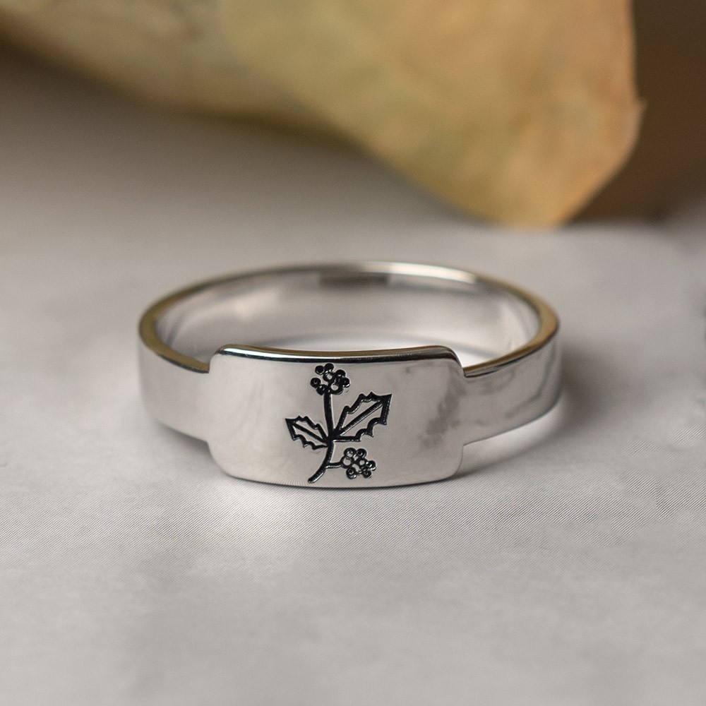 Cadeau personnalisé de bague de mois de fleur de naissance de famille pour elle