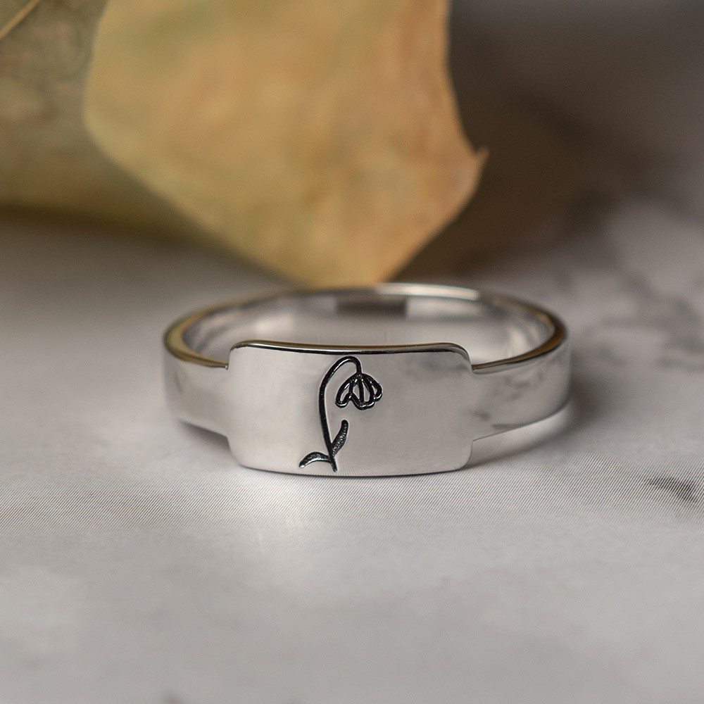 Cadeau personnalisé de bague de mois de fleur de naissance de famille pour elle