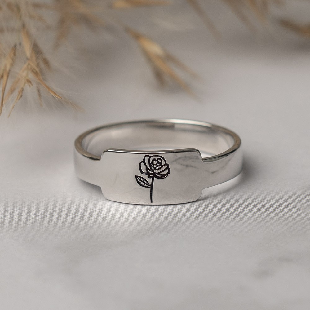 Cadeau personnalisé de bague de mois de fleur de naissance de famille pour elle