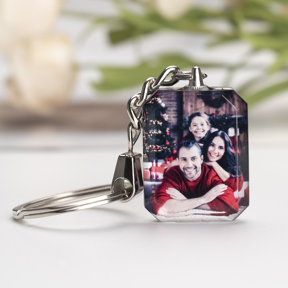 Porte-clés photo en cristal personnalisé Cadeaux de famille commémoratifs personnalisés