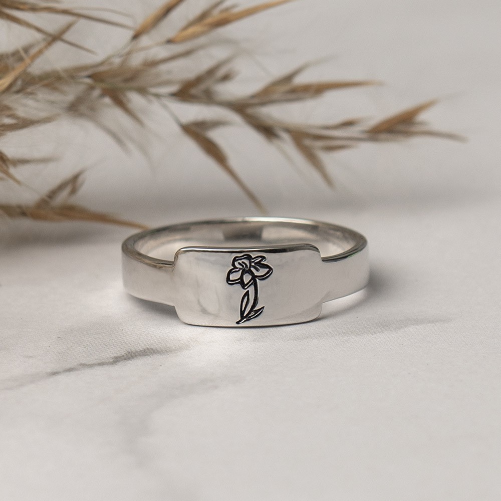 Cadeau personnalisé de bague de mois de fleur de naissance de famille pour elle