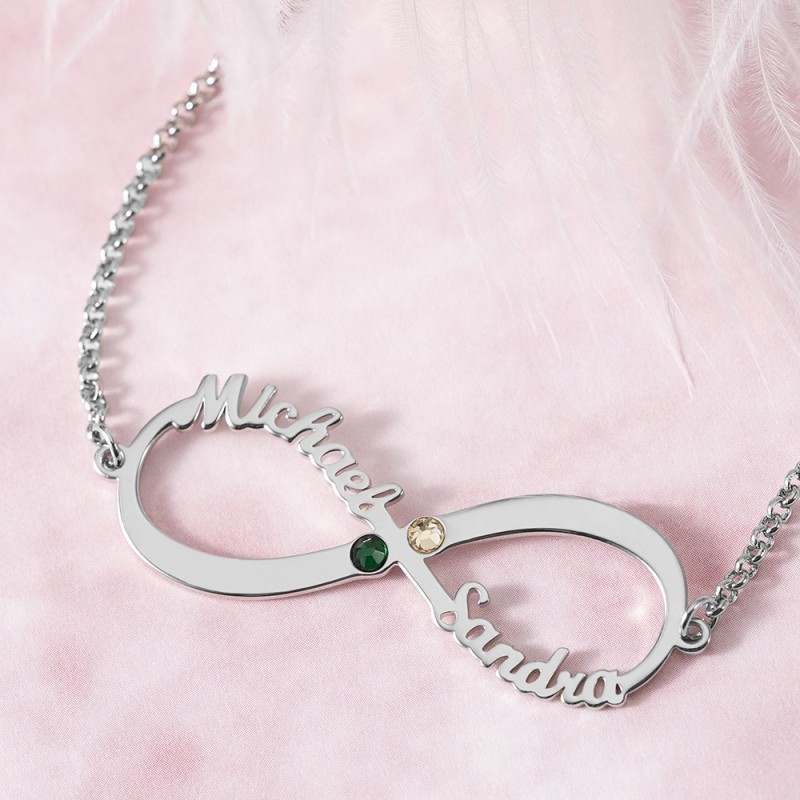 Collier Prénom Infini avec Pierres de Naissance