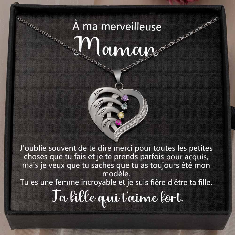 À ma merveilleuse maman Collier personnalisé 1-6 prénom coeur avec pierre de naissance