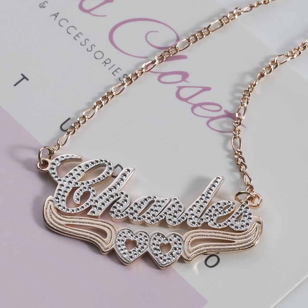 Collier Prénom Bicolore Personnalisé avec Décoration Coeur