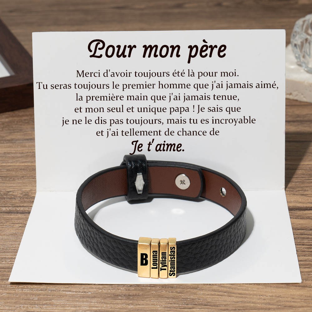 Bracelets de perles de papa personnalisés avec des idées de cadeaux de noms d'enfants pour la fête des pères