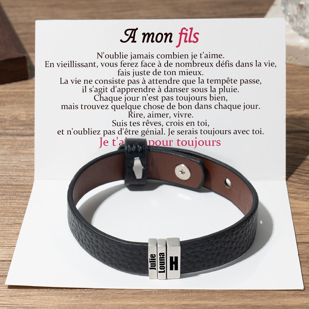 A mon fils Bracelets de nom de perles personnalisés