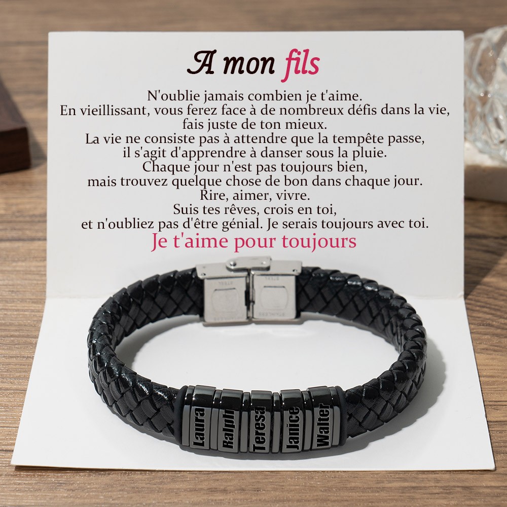 A mon fils Bracelet de nom de perles personnalisé