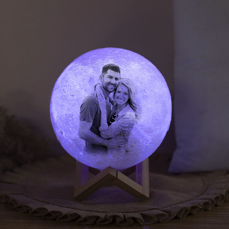 Lampe de lune personnalisée Multi Color 3D Photo Moon Light Touch Home Decor pour la Saint-Valentin en couple