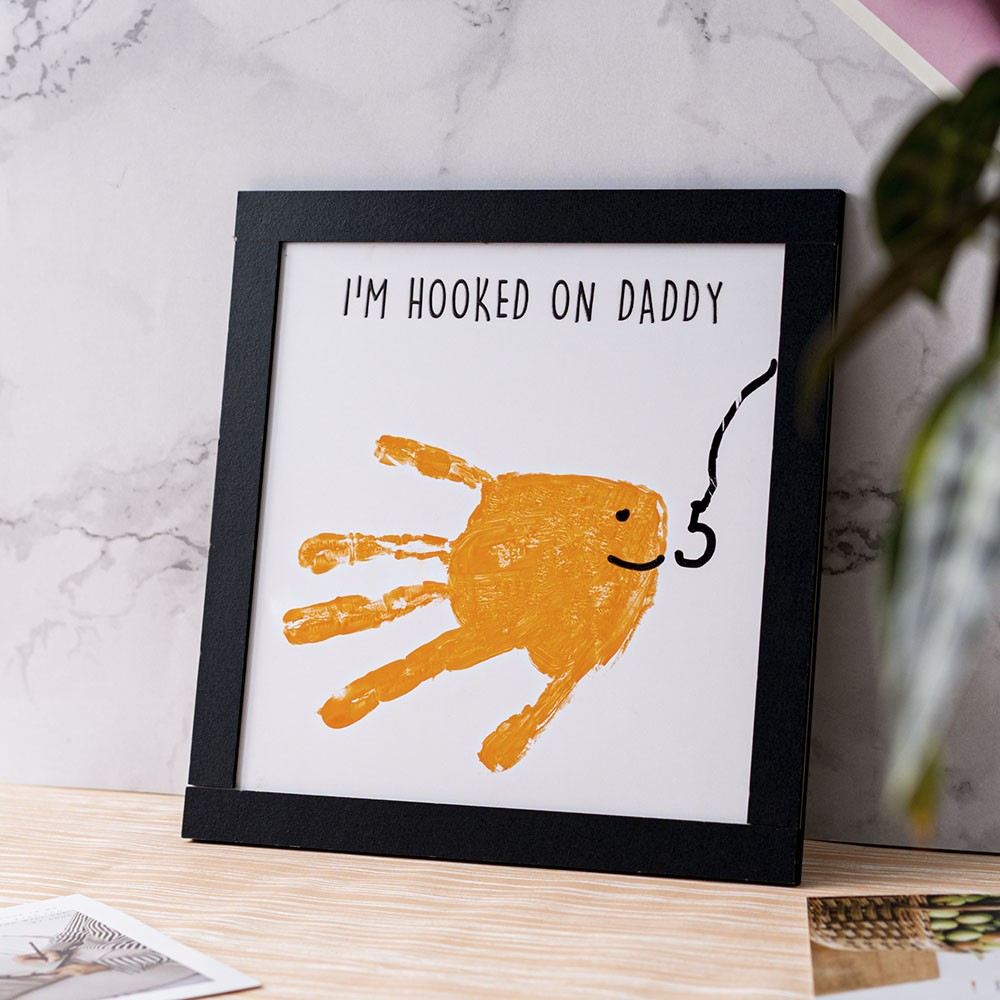 Hands Down Kids Child Handprint Frame I'm Hooked On Daddy DIY Present