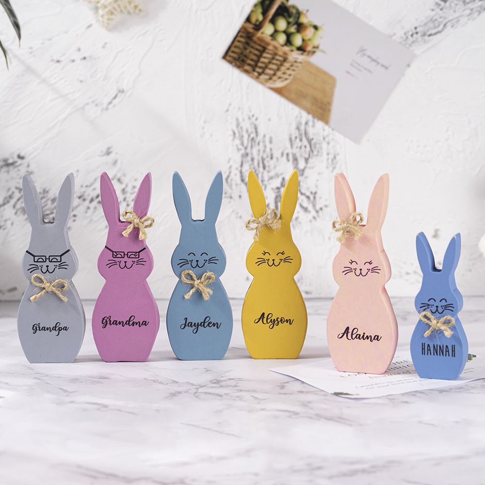 Easter Peeps Sign Personalized Engraved Name Wooden Bunny Home Decor Grandpa Grandma Gift