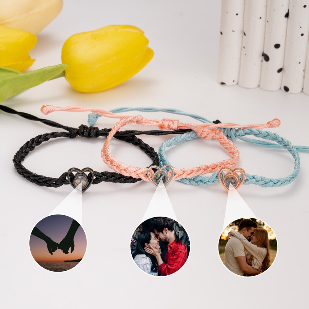 Bracelet à breloques personnalisé avec projection de photos commémoratives, idées cadeaux pour la Saint-Valentin