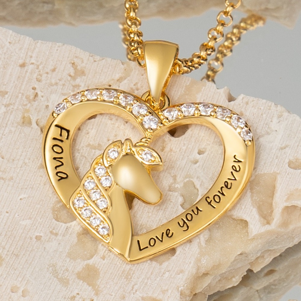 Collier Coeur Nom Licorne Personnalisé pour Petite Fille