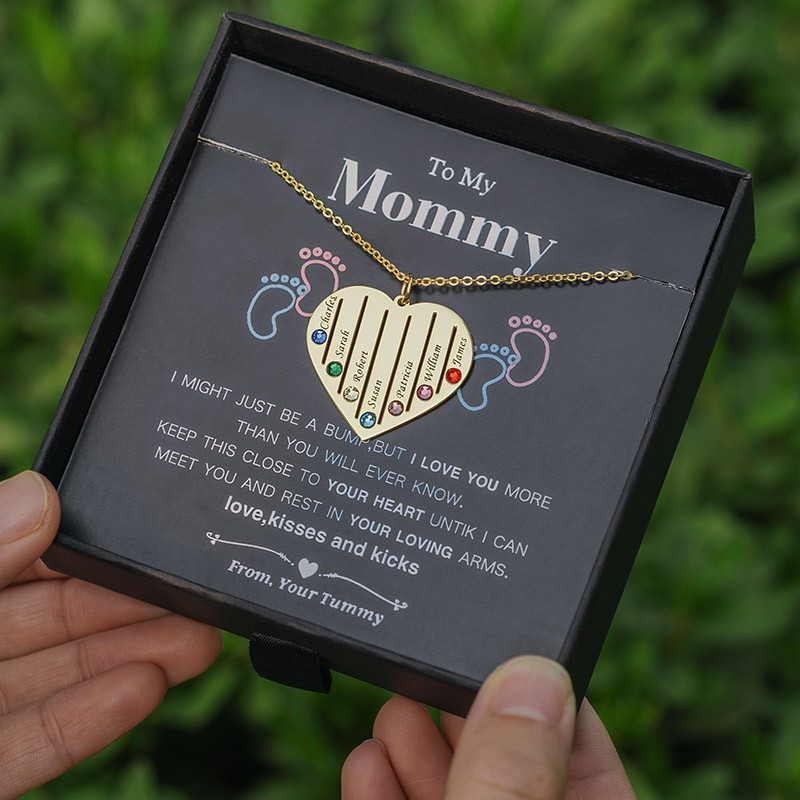Famille personnalisée 1-7 pierres de naissance et collier prénom à ma maman cadeau