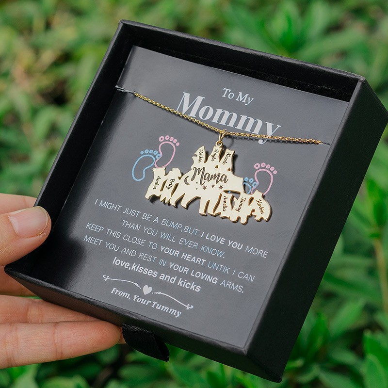 Collier personnalisé maman ours 1-8 noms à ma maman cadeau
