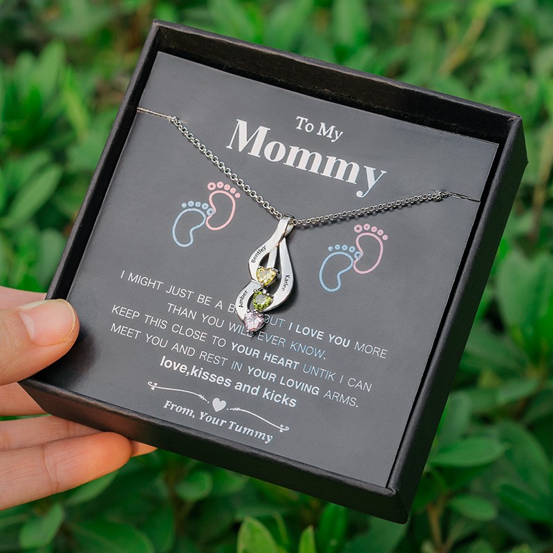Collier coeur nom de famille personnalisé à ma maman cadeau