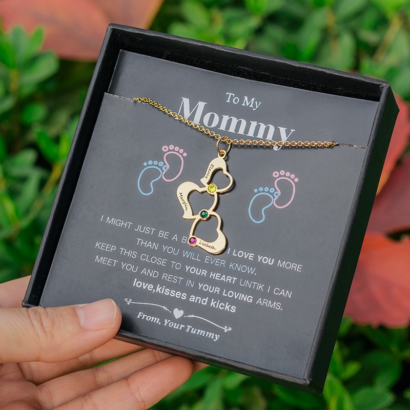 Collier coeur nom de famille personnalisé à ma maman cadeau