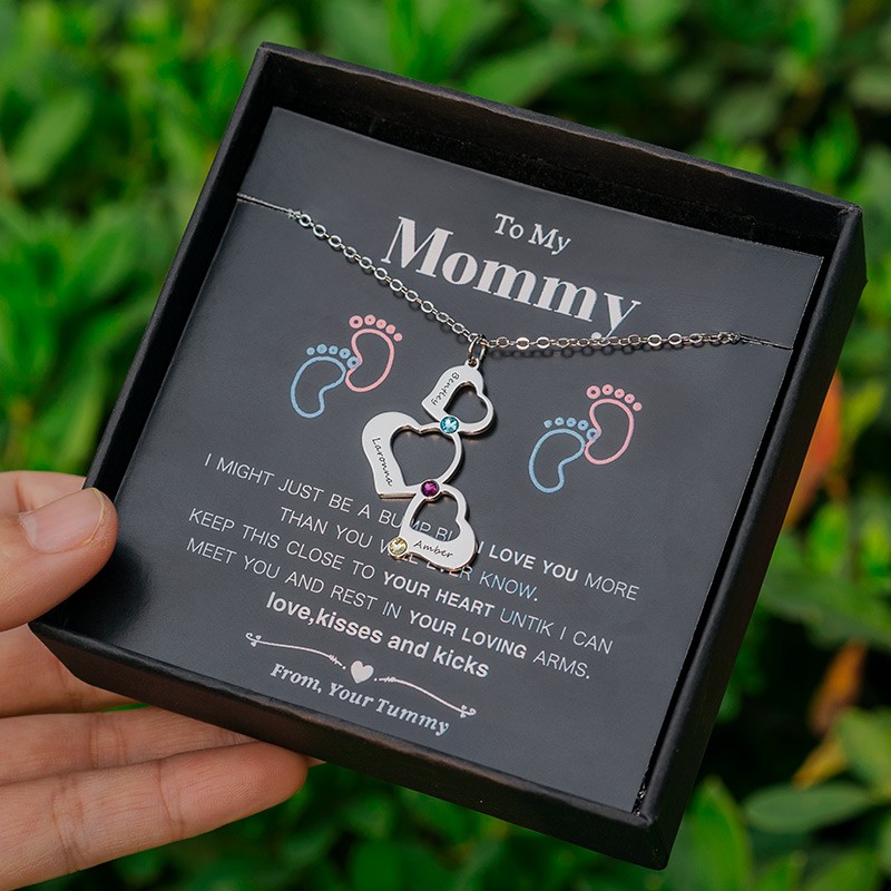 Collier coeur nom de famille personnalisé à ma maman cadeau