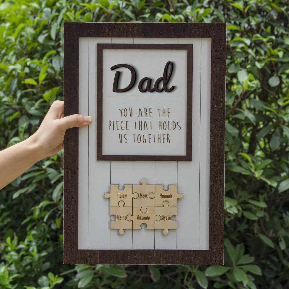 Personalized Dad Puzzle Sign With 1-20 Kids Name For Father's Day