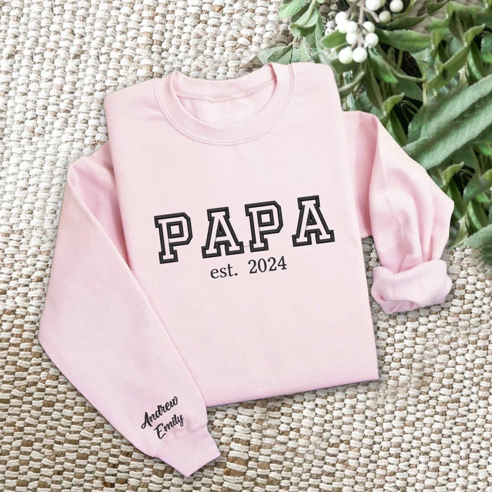 Sweat à capuche personnalisé brodé Papa avec les noms des enfants pour cadeau de fête des pères