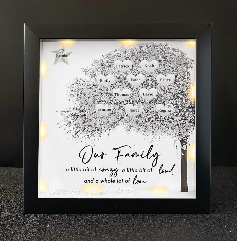 Personalized Family Tree Name Black Frame Home Decor