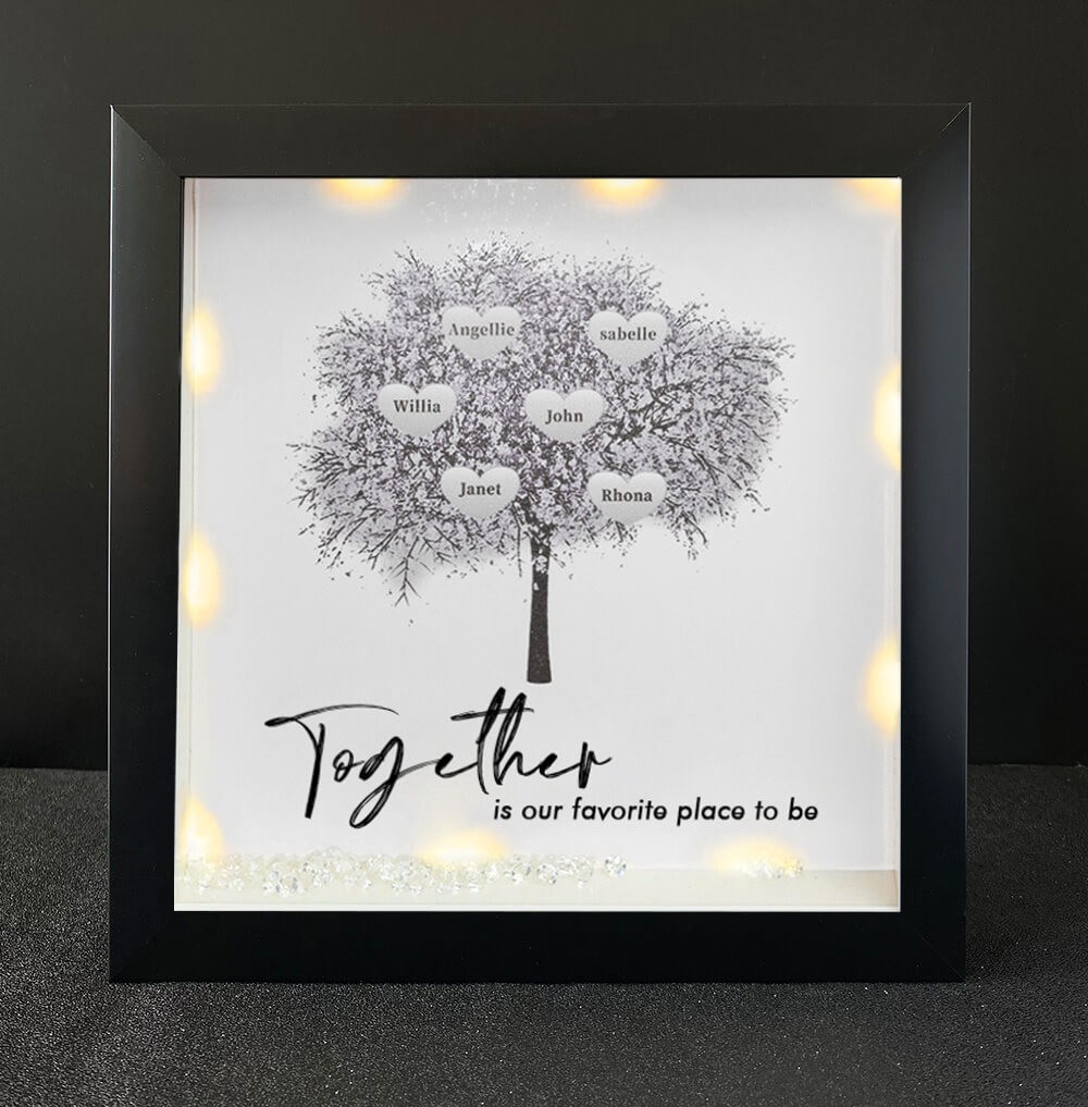 Ensemble est notre endroit préféré pour être personnalisé nom de l'arbre généalogique cadre noir décor à la maison