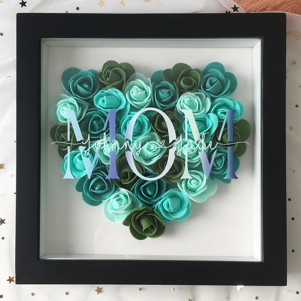 Personalized Mom Flower Shadow Box With Name For Mother's Day