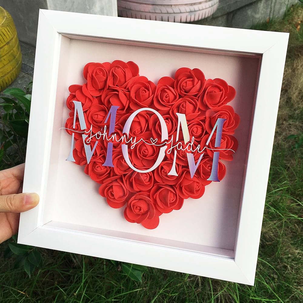 Personalized Mom Flower Shadow Box With Name For Mother's Day