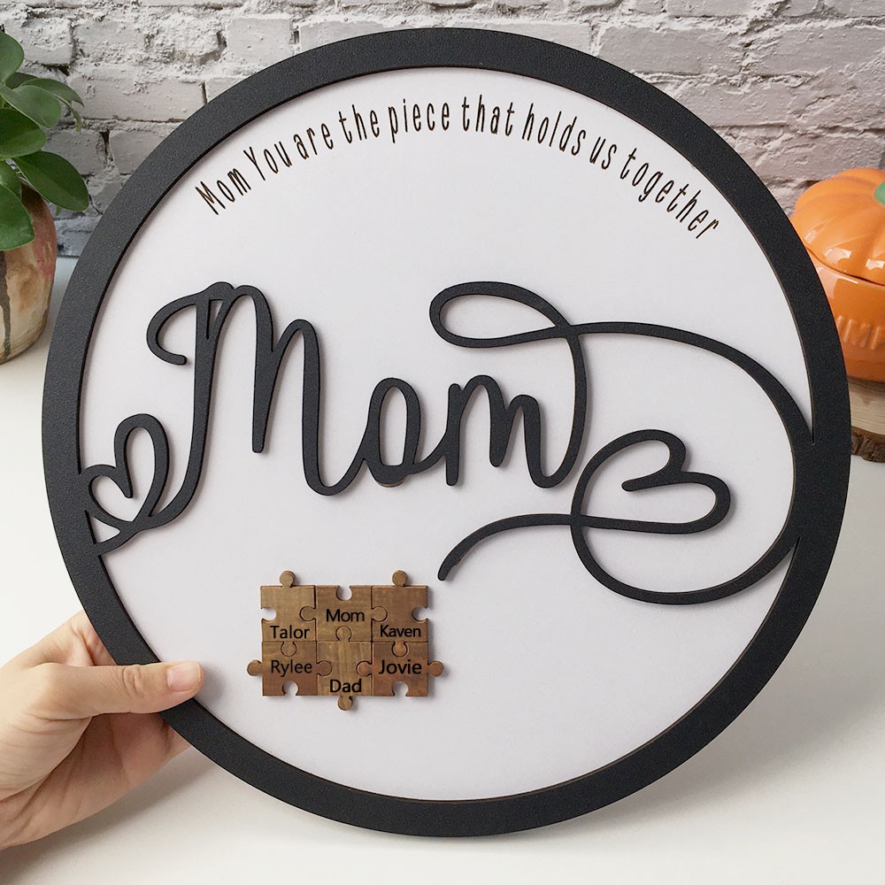 Panneau puzzle personnalisé Rosefeels avec nom d'enfant décoration murale pour la maison Vous êtes la pièce qui nous tient ensemble