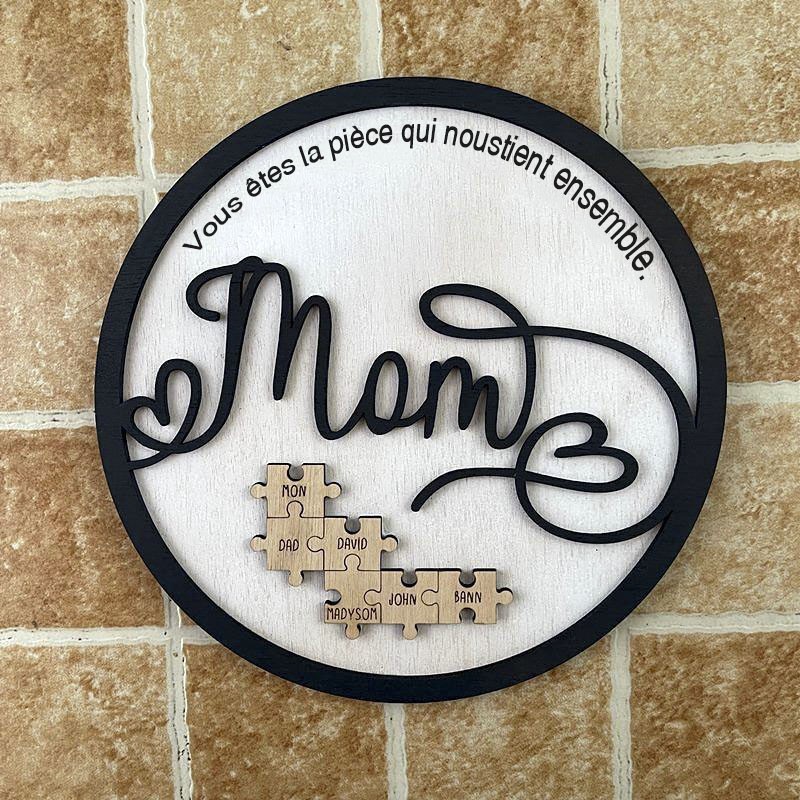 Cadeau personnalisé pour la fête des mères Maman, vous êtes la pièce qui nous tient ensemble Puzzles Pièces Nom Signe Décoration murale