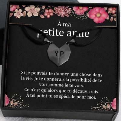 À ma petite amie Collier Prénom en Forme de Coeur Interattraction Magnétique Personnalisé 2 Pièces Saint Valentin