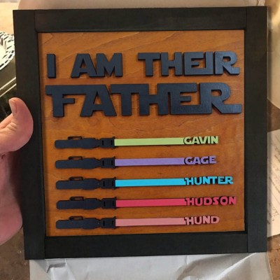 I Am Their Father Sign Personalized Kids Name Frame For Dad Father's Day