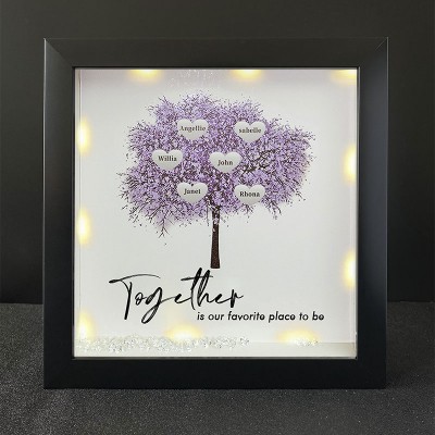 Together is Our Favorite Place to be Personalized Family Tree Name Black Frame Home Decor