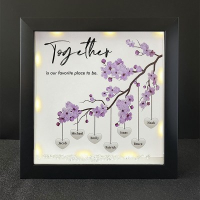 Together is Our Favorite Place to be Personalized Family Tree Name Black Frame Home Decor