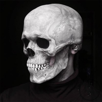 Casque de masque de crâne complet d'Halloween avec la maison hantée de clown de mâchoire mobile Cosplay 